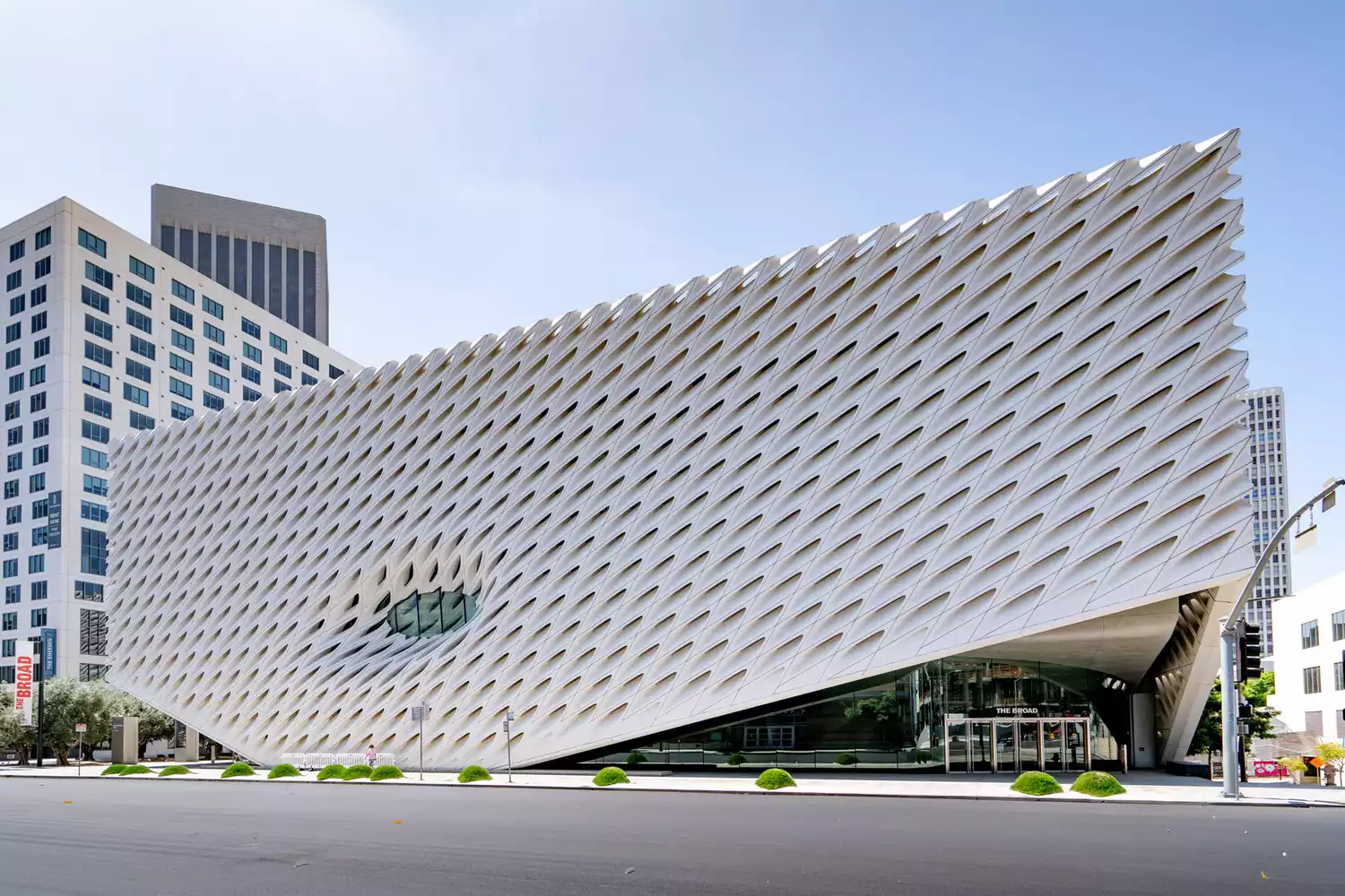 The distinctive white honeycombed exterior of The Broad museum.