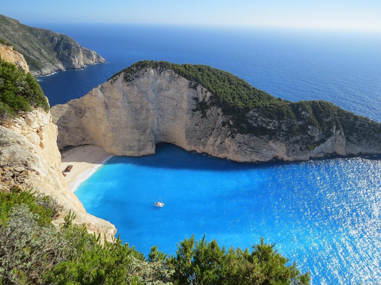 Dramatic cliffs and deep blue sea in Folegandros, Greece