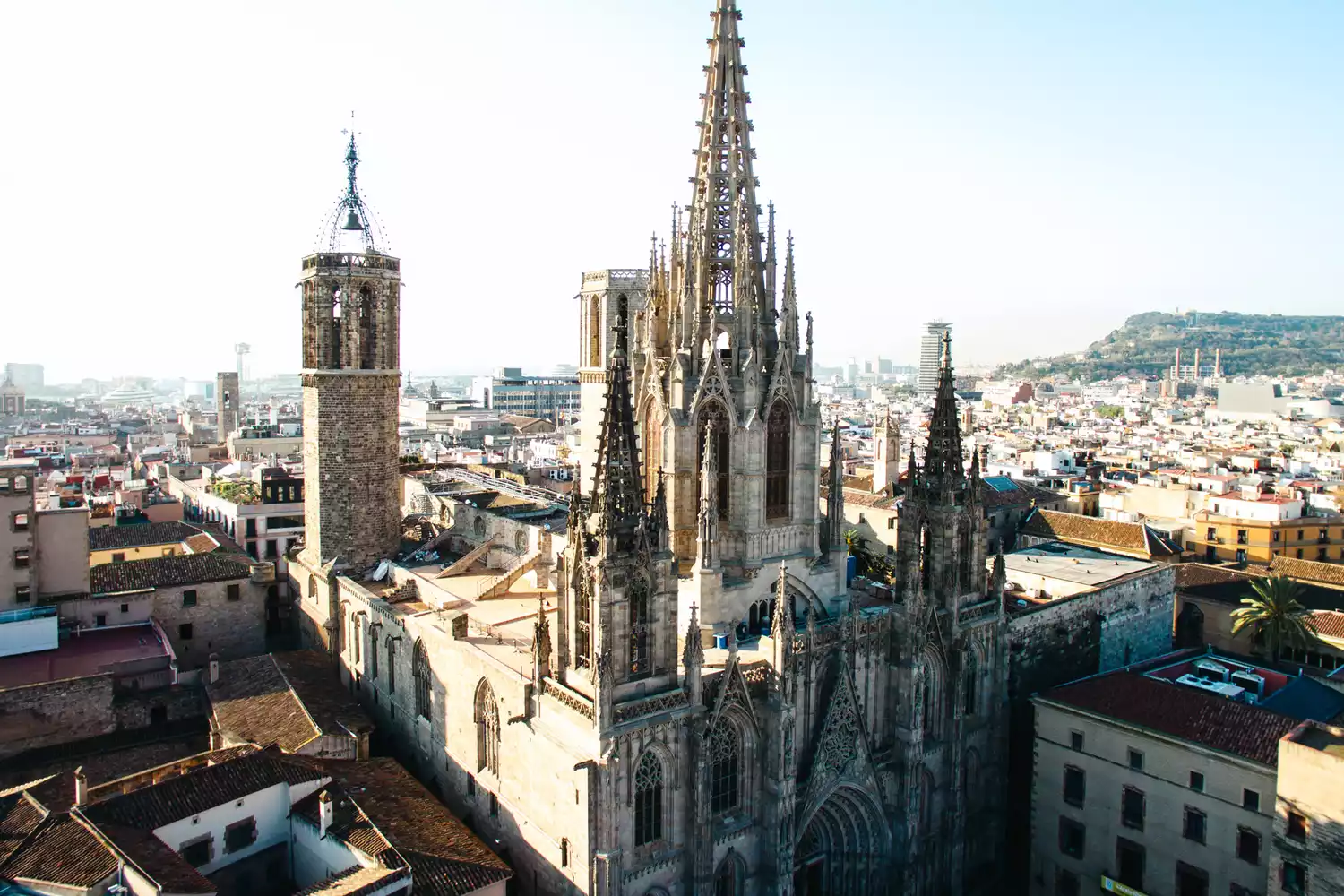 An elevated view of the historic architecture and urban layout of Barcelona, Spain.