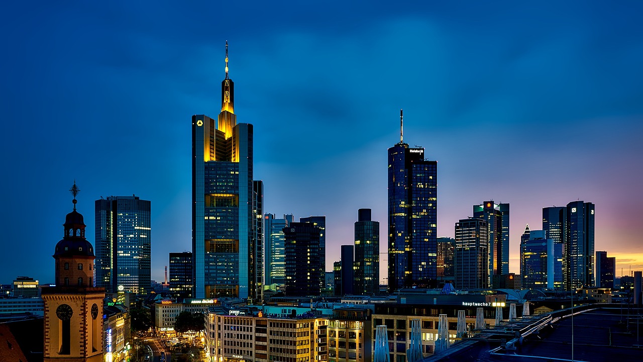 Modern skyscrapers and design-focused architecture in Frankfurt am Main, Germany.