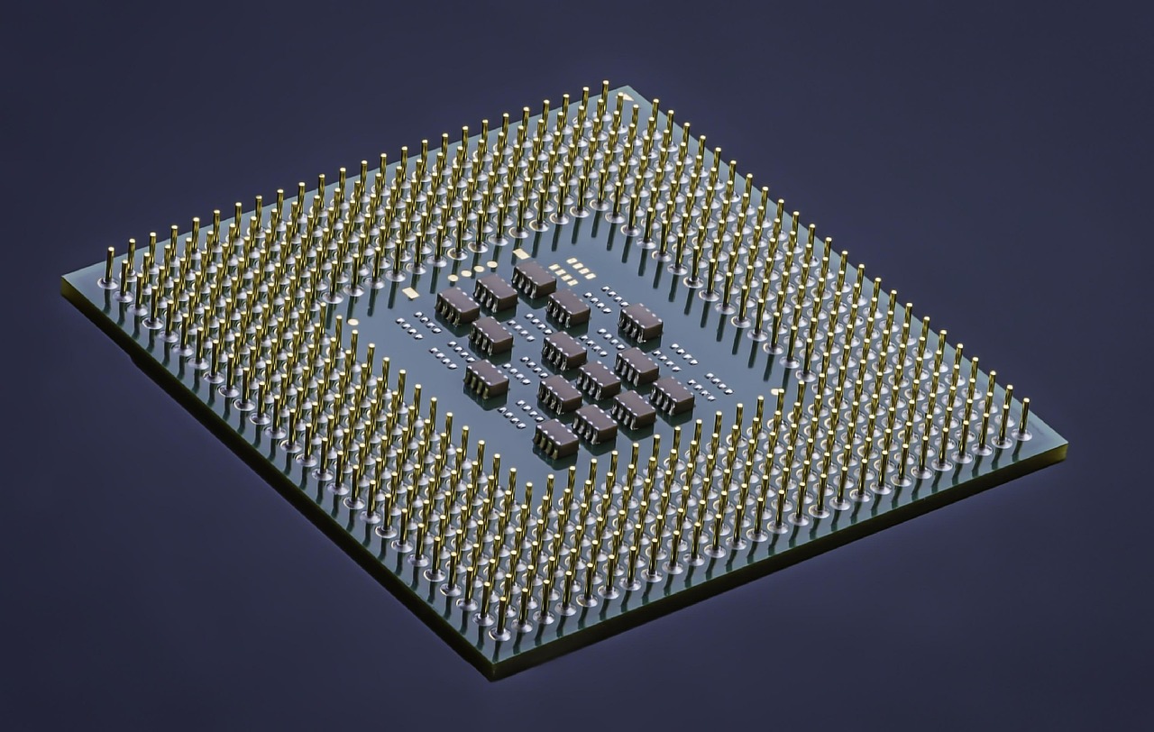 A glowing blue digital circuit board representing a powerful mobile processor.