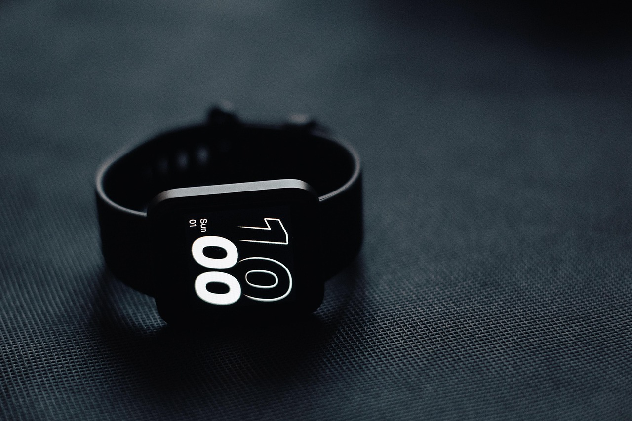 A close-up of a solar-powered GPS watch on a hiker's wrist overlooking a valley