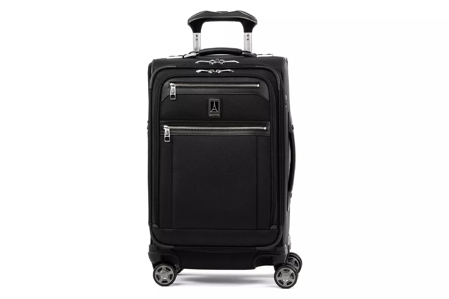 Travelpro Platinum Elite Softside Expandable Carry on Luggage in Shadow Black.