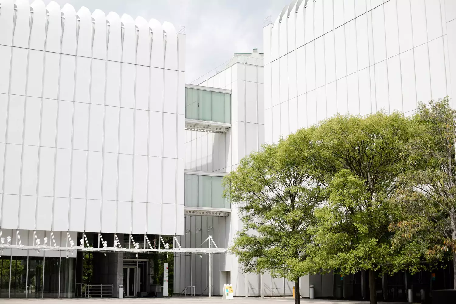 The striking white modern architecture of the High Museum of Art in Atlanta.