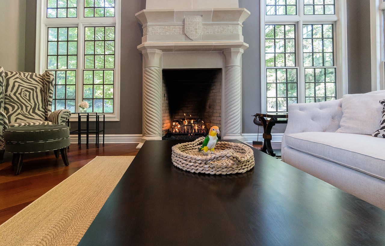 A beautifully designed high-end interior room with tropical motifs and elegant furniture.