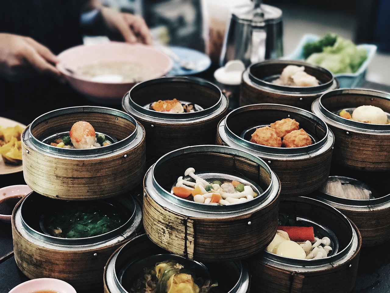 Exquisitely plated modern dim sum served in a luxury Hong Kong restaurant