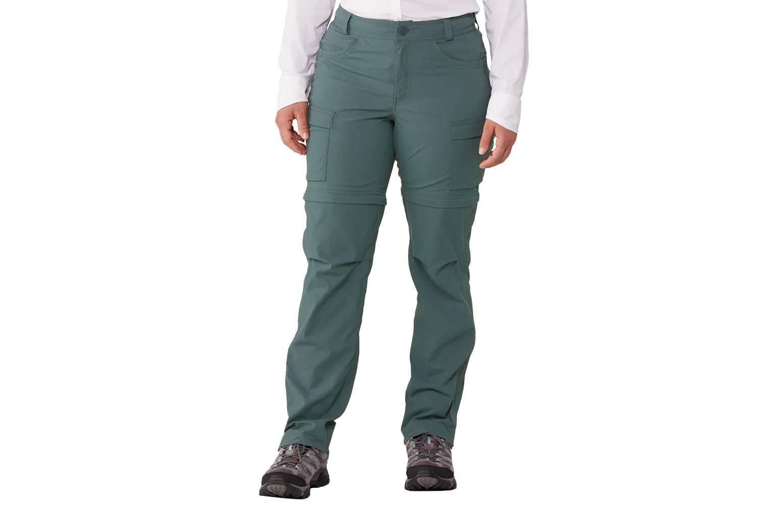 Pair of olive green convertible hiking pants.