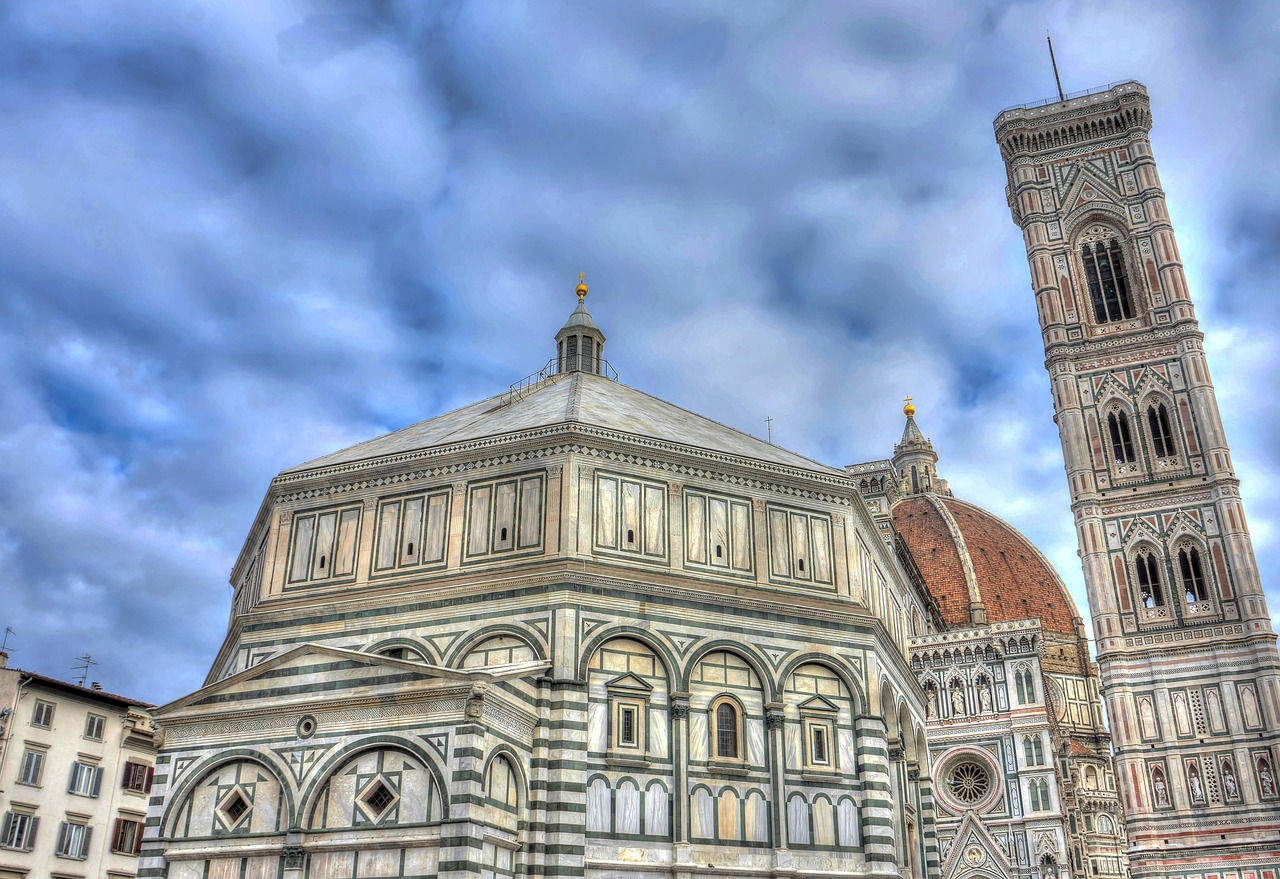 Tourists walking near the Uffizi Gallery in the heart of Florence.