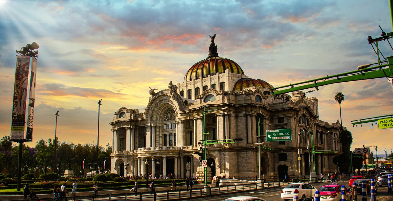 The courtyard and umbrella fountain of the National Museum of Anthropology in Mexico City
