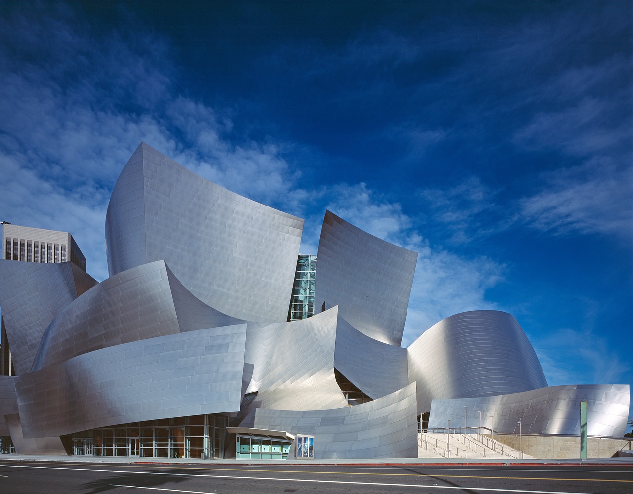The architectural landmark of Los Angeles City Hall in the downtown district.