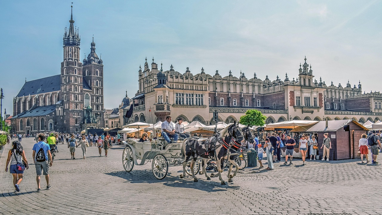 A colorful and historic town square in an Eastern European second city.
